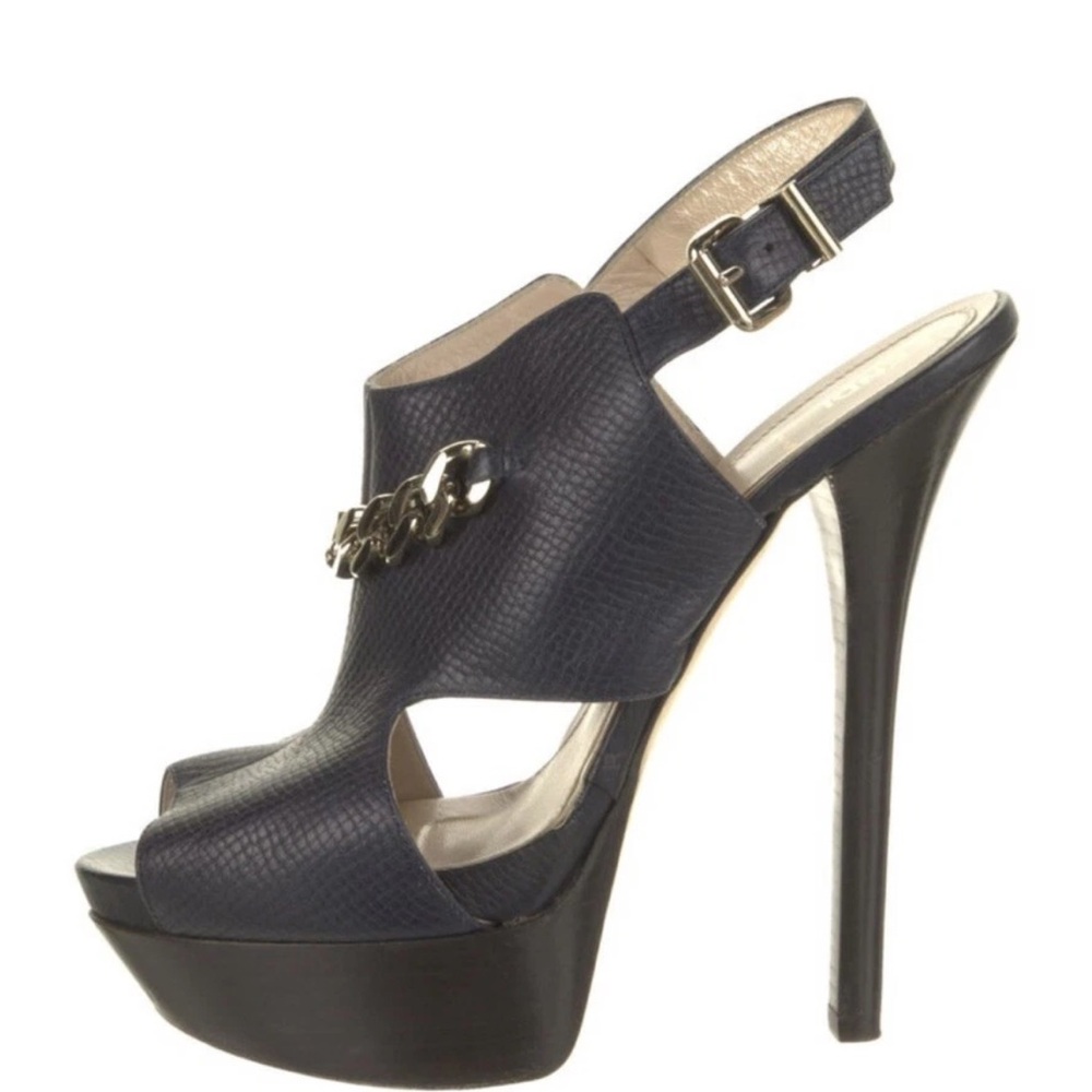 Fendi Dark Blue Platform Heels